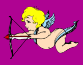 Disegno Cupido in volo  pitturato su titti