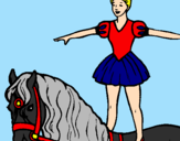 Disegno Trapezista in groppa al cavallo pitturato su simona