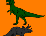Disegno Triceratops e Tyrannosaurus Rex pitturato su Patrizia.O