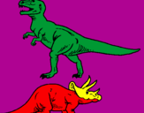 Disegno Triceratops e Tyrannosaurus Rex pitturato su ricky