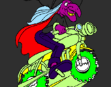 Disegno Strega in motocicletta  pitturato su vitor