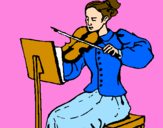 Disegno Dama violinista  pitturato su sara