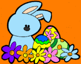 Disegno Coniglietto di Pasqua  pitturato su iris99