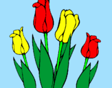 Disegno Tulipani  pitturato su fiori