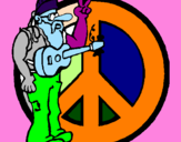 Disegno Musicista hippy  pitturato su gabriel