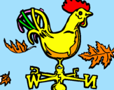 Disegno Banderuole e gallo  pitturato su sharon salice