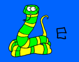 Disegno Serpente  pitturato su sveva