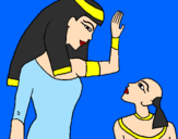 Disegno Madre e figlio egiziani pitturato su Lucrezia
