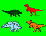 Disegno Dinosauri di terra  pitturato su giulia