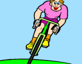 Disegno Ciclista con il berretto  pitturato su Nicolò