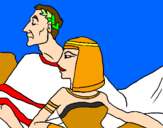 Disegno Cesare e Cleopatra  pitturato su TOMMASO