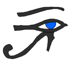 Disegno Occhio di Horus  pitturato su susanna