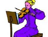 Disegno Dama violinista  pitturato su titty