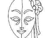 Disegno Maschera italiana  pitturato su rossana