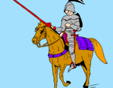 Disegno Cavallerizzo a cavallo  pitturato su silvio