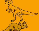 Disegno Triceratops e Tyrannosaurus Rex pitturato su GIAC