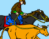 Disegno Cowboy e mucca  pitturato su francesco
