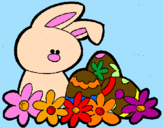 Disegno Coniglietto di Pasqua  pitturato su Gabriele