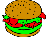 Disegno Hamburger completo  pitturato su niccolò