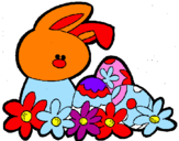 Disegno Coniglietto di Pasqua  pitturato su valentina