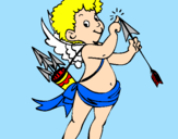 Disegno Cupido  pitturato su sara
