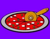 Disegno Pizza pitturato su stefano