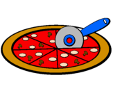 Disegno Pizza pitturato su chiara