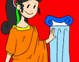 Disegno Giovane romana pitturato su giusi