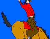 Disegno Cowboy a cavallo  pitturato su vittorio 72