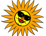 Disegno Sole con gli occhiali da sole pitturato su sole
