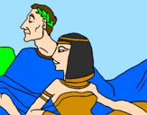 Disegno Cesare e Cleopatra  pitturato su arianna  2001