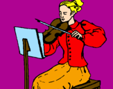Disegno Dama violinista  pitturato su carmen