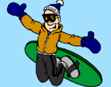 Disegno Salto con lo snowboard pitturato su masca