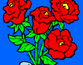 Disegno Mazzo di rose  pitturato su asya