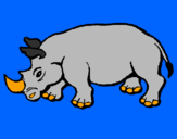 Disegno Rinoceronte  pitturato su samu
