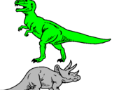 Disegno Triceratops e Tyrannosaurus Rex pitturato su valerio marc