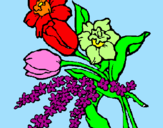 Disegno Mazzo di fiori pitturato su camilla 