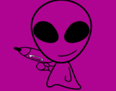 Disegno Alieno II pitturato su cleofe