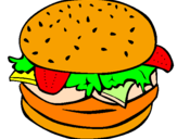 Disegno Hamburger completo  pitturato su filomena
