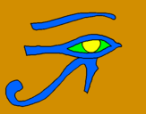 Disegno Occhio di Horus  pitturato su cesare