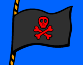 Disegno Bandiera dei pirati pitturato su mattia   