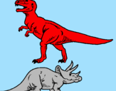 Disegno Triceratops e Tyrannosaurus Rex pitturato su Simone