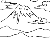Disegno Monte Fuji pitturato su MB