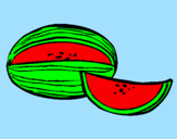 Disegno Melone  pitturato su igna
