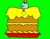 Disegno Torta di compleanno  pitturato su yessica