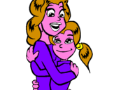 Disegno Madre e figlia abbracciate pitturato su LA MAMMA 