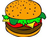 Disegno Hamburger completo  pitturato su giulia