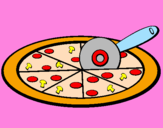 Disegno Pizza pitturato su Riccardo