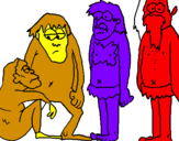 Disegno Evoluzione dell'uomo  pitturato su gaia07-10-2009