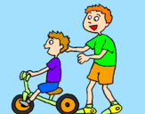 Disegno Triciclo pitturato su davide in bici